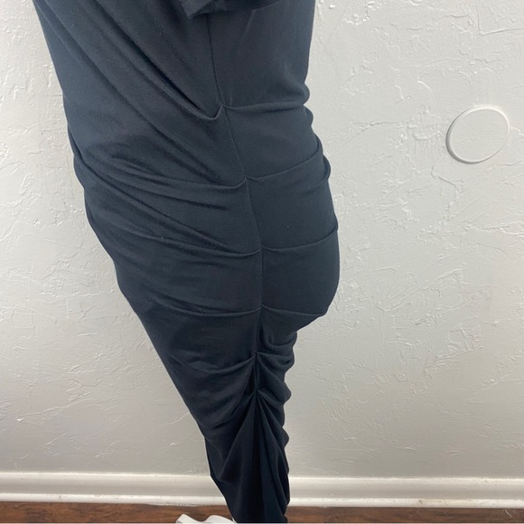 Lyssé black knit ruched bodycon stretchy midi dress size Medium - Picture 4 of 8